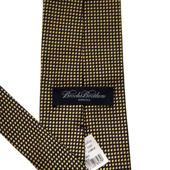 NEW Brooks Brothers English Silk Tie Navy Blue Gold Geometric Men's - Picture 2 of 2